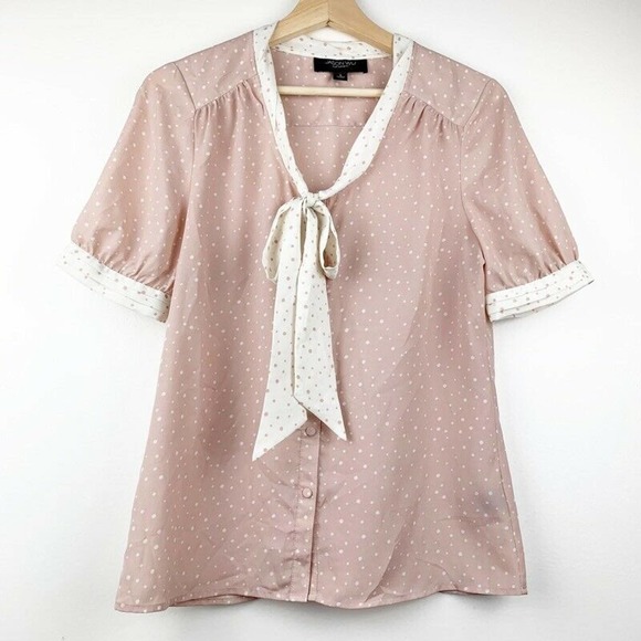 Jason Wu Blouse Pink White Polka Dot Vintage look S - Picture 1 of 8
